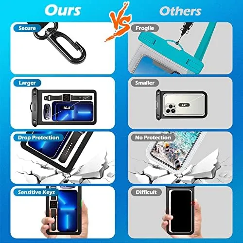 Close look at the XL Large Waterproof Cell Phone Pouch - 2 Pack Underwater build quality