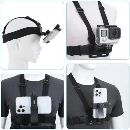 Close look at the KINGKI Mobile Phone Chest Strap Harness Mount Head Strap Holder build quality