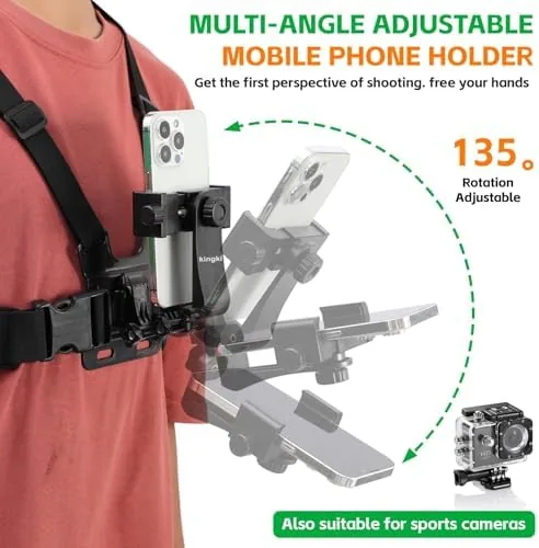 Another view of the KINGKI Mobile Phone Chest Strap Harness Mount Head Strap Holder