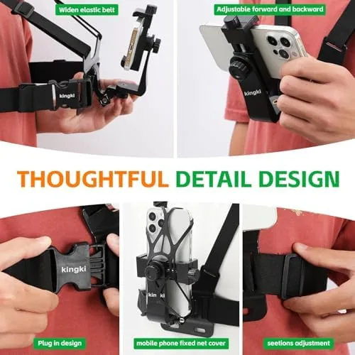 The KINGKI Mobile Phone Chest Strap Harness Mount Head Strap Holder compared in context