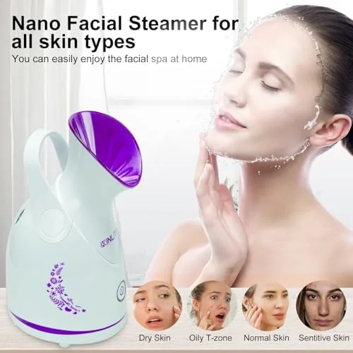 Close look at the KINLITO Facial Steamer Nano Ionic Warm Mist Portable for Home SPA (Purple) build quality