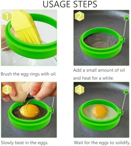 A finished round fried egg being lifted out of the ring