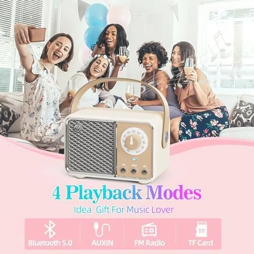 The Dosmix Retro Bluetooth Speaker,Vintage Decor,Wireless Beige | Gift Old Fashion in real use