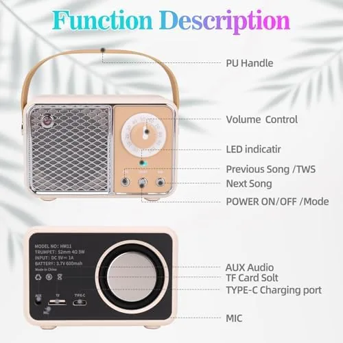 The Dosmix Retro Bluetooth Speaker,Vintage Decor,Wireless Beige | Gift Old Fashion compared in context