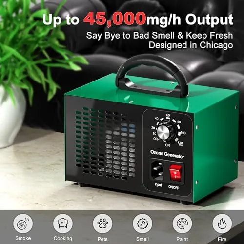 Close look at the Ozone Generator 45,000mg/h, Home/Industrial O3 Car Deodorizer. Ozone Machine Air build quality