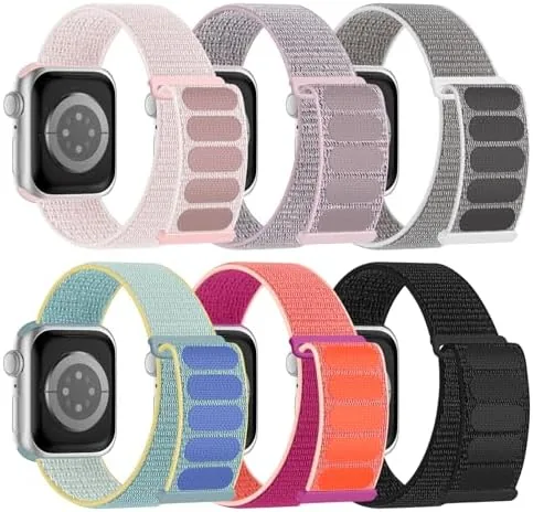The six nylon loop bands laid out in their different colors