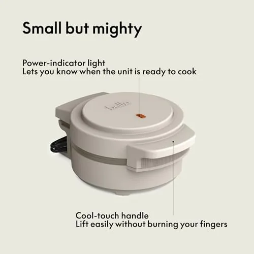 Close up of the non toxic ceramic waffle plates on the bella mini waffle maker