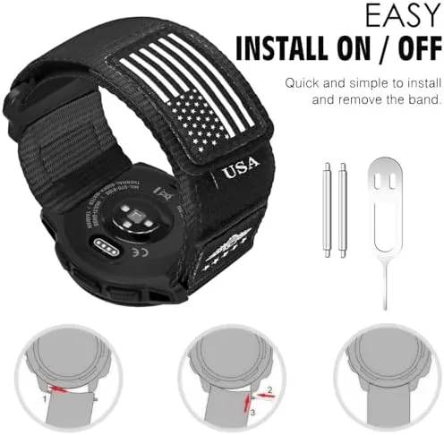 The Abanen Rugged Tactical Nylon Watch Band for Garmin Instinct 3 in real use
