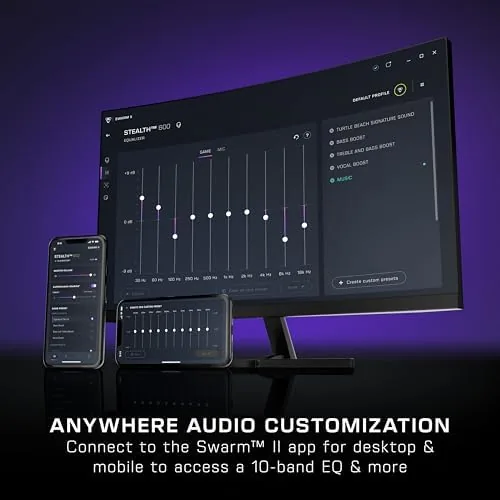 The headset stored flat on a shelf with the ear cups swiveled down