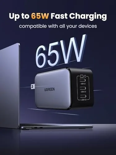 Close look at the UGREEN Nexode 65W GaN USB C Wall Charger, 3-Port Type-C build quality