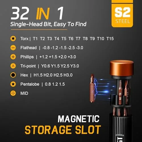 Close look at the JOREST 32-In-1 Small Precision Screwdriver Set Magnetic, Eyeglass Repair Kit build quality