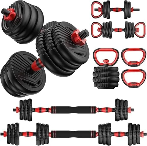 Adjustable Dumbbell set,20/30/45/70/90lbs Free Weight Set | 5 in1 Dumbbell Set with Connector,Used as Review: Tested and Rated