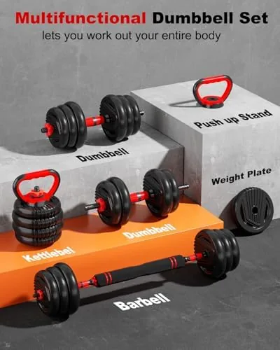 The Adjustable Dumbbell set,20/30/45/70/90lbs Free Weight Set | 5 in1 Dumbbell compared in context