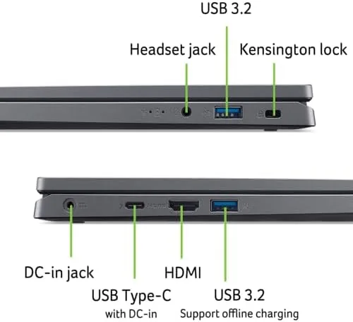 The Acer Aspire 14 keyboard close up showing the backlit keys and Copilot key