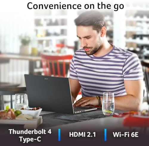 The Acer Aspire 14 ports showing USB-C, USB-A, and HDMI connections