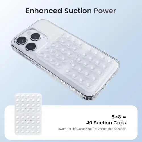The Klearlook Silicone Double Sided Suction Cup Phone Case Mount, Transparent in real use