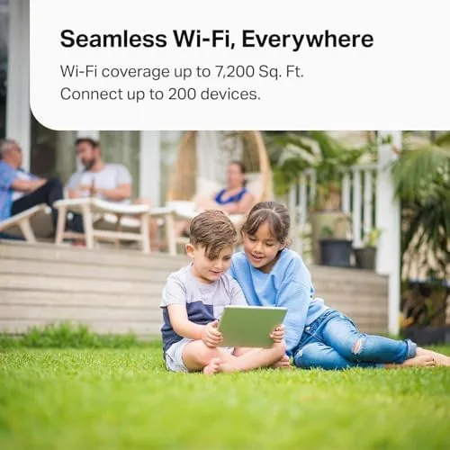 A family room with multiple devices connected to the Deco mesh network
