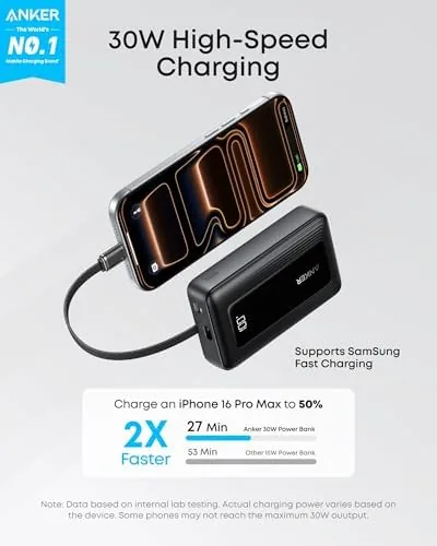 Close up of the USB-C port and LED charge indicator on the power bank