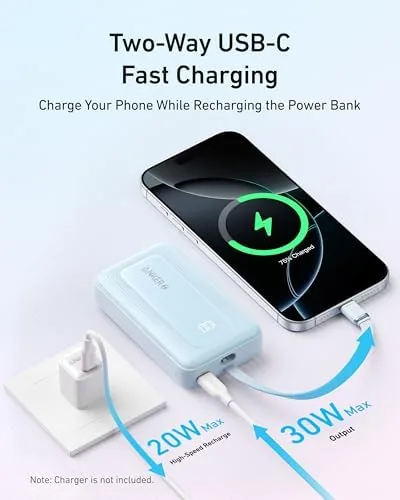 The Anker power bank next to a larger 20,000mAh brick and a budget pack