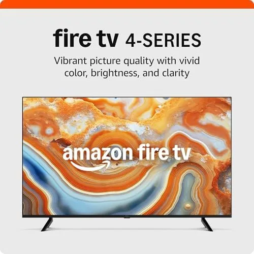 The Amazon Fire TV 43 inch 4-Series mounted on a living room wall