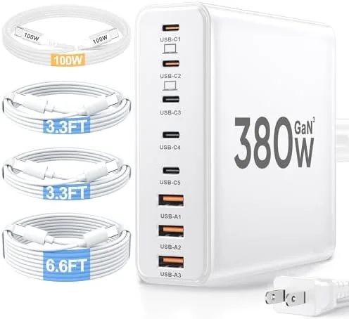 Testing the 380W USB C Charger Block with 4 USB Cables Dual over two weeks