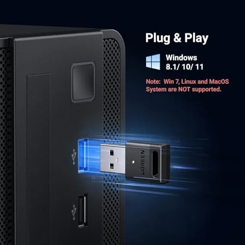 The UGREEN USB Bluetooth 5.3 Adapter for PC Bluetooth Dongle Receiver in real use