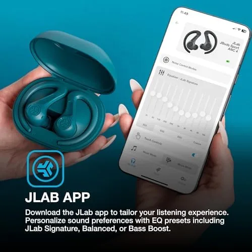 The JLab, JBuds Sport ANC 4, True Wireless Earbuds, Active Noise compared in context