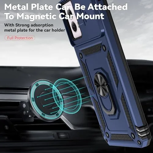 The phone resting on a table with the kickstand ring folded flat against the back
