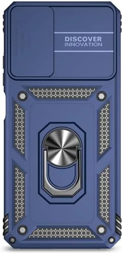 The phone on a hardwood floor after a drop test, showing the case corner absorbing impact