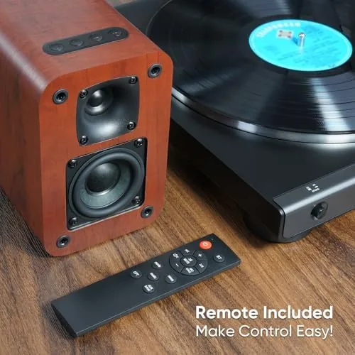 Another view of the RIOWOIS Powered Bookshelf Speakers, Desktop Speakers for Record Player |