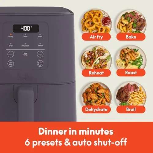 The Bella Slim air fryer next to a larger basket air fryer for size comparison