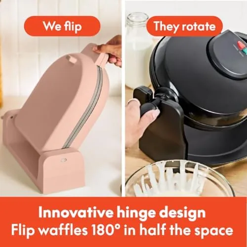 A Belgian waffle on the open plates showing the deep pocket pattern and even browning