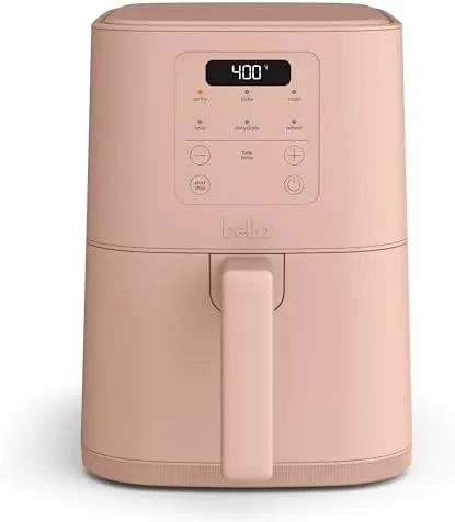 The Blossom bella Fits-Anywhere Slim air fryer on a kitchen counter with a bowl of food