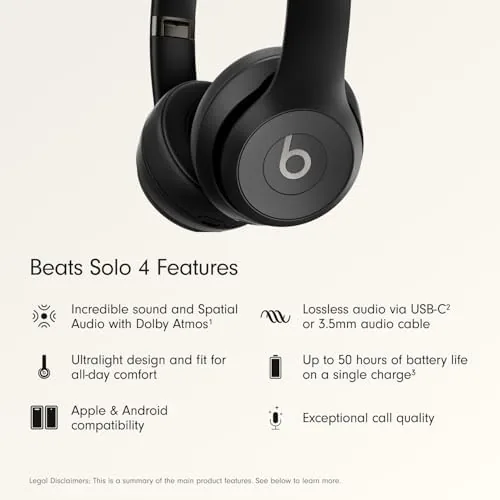 Beats Solo 4 Matte Black folded and packed into a travel bag