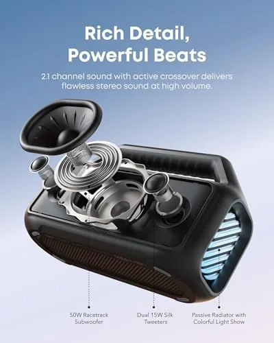 Soundcore Boom 2 floating and splashing near a pool edge