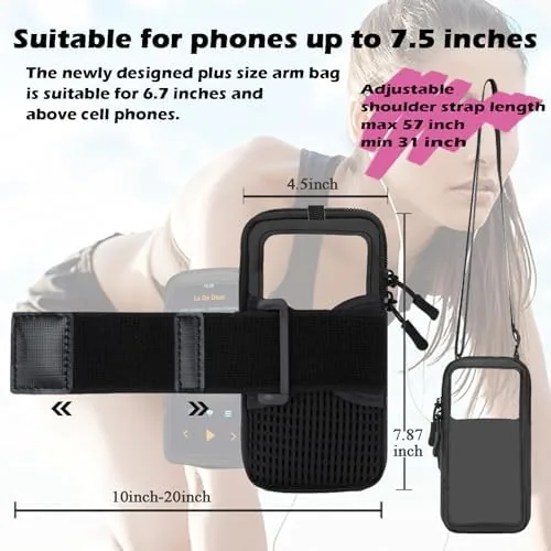 The clear crossbody pouch worn across the chest during a daytime walk with the strap adjusted