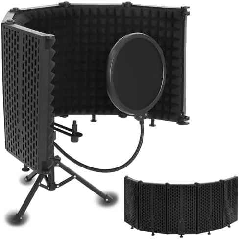 Microphone Isolation Shield with Tripod Stand & Pop Filter for Studio | 5-Fold Adjustable Review: Tested and Rated