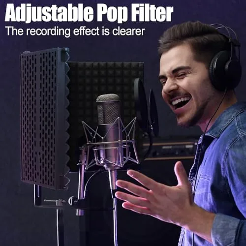 Close look at the Microphone Isolation Shield with Tripod Stand & Pop Filter for build quality