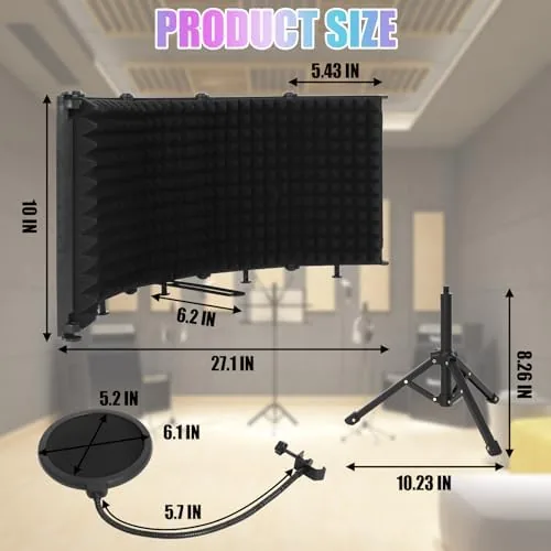 The Microphone Isolation Shield with Tripod Stand & Pop Filter for compared in context