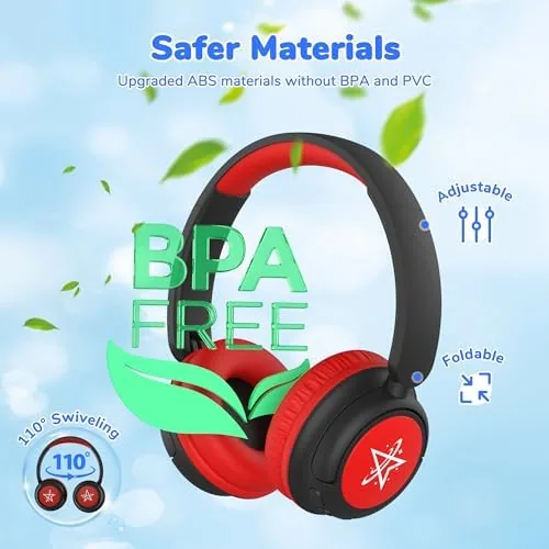 Another view of the iClever BTH22 Kids Bluetooth Headphones for Toddler Travel, 60H Play