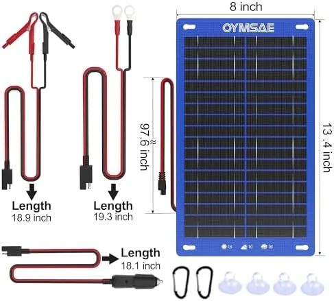 The OYMSAE 12W 12V Portable Waterproof Solar Panel Trickle Charger & in real use