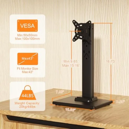 Close look at the Suptek Single LCD Monitor Stand Mount Riser for 13-43 Inch build quality