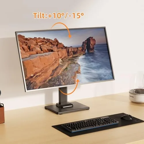 The Suptek Single LCD Monitor Stand Mount Riser for 13-43 Inch in real use