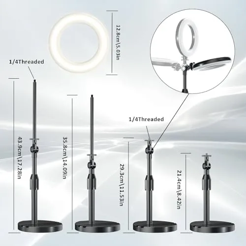 Close look at the Desk Ring Light with Telescopic Stand, Travel Desktop Hola Light build quality
