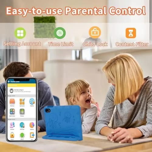 Another view of the COLORROOM 2026 Upgraded Android 15 Tablet, 10inch Kids Tablet, Octa-core