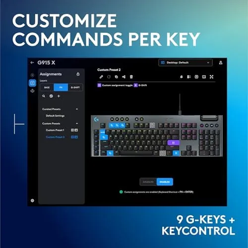 The Logitech G915 X Wired Gaming Keyboard (Linear)- Black | Low compared in context