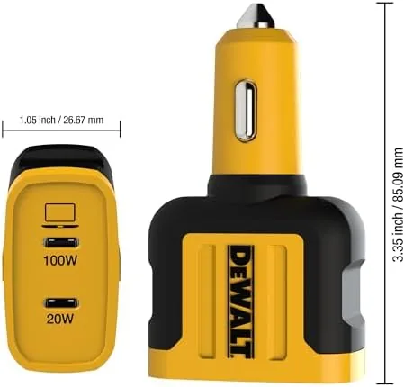 The DEWALT Heavy Duty USB C Car Charger, 120W 2-Port PD in real use