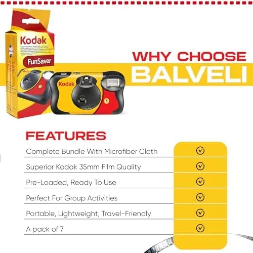 The Kodak Funsaver Disposable Camera Bulk one time Single use 7-Pack compared in context