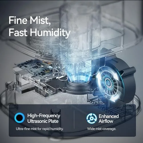 Another view of the ROSEKM Cool Mist Humidifiers for Bedroom, 2.0L Small Humidifier for