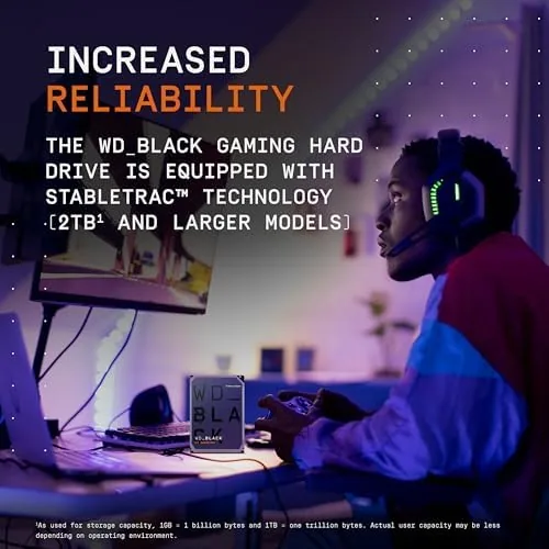 Detail shot of the WD Western Digital 8TB WD_Black Performance Internal Hard Drive HDD features